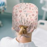 Personalised Multicolour Cute Flower Heart Tieback Scrub Cap with Name Appreciation Birthday Gift for Nurse Doctor Veterinarian