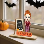 Personalized Chalkboard Witch Hat Pumpkin Witch Ornament with 1-8 Names and Title Home Decor Halloween Gift for Mom Grandma