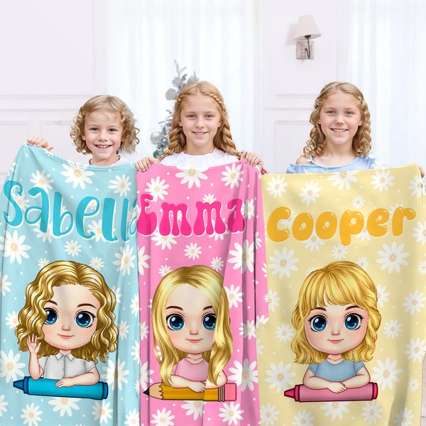 Personalized Daisy Cute Cartoon Character Soft Throw Blanket with Name Birthday Christmas Gift for Boys Girls