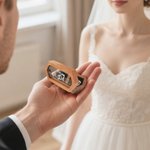 Personalized Flower Long Hexagon Wooden Ring Box with Name and Double Slots Wedding Engagement Proposal Keepsake Gift for Newlyweds