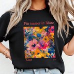 Personalisiertes Mehrfarbiges Blühende-Blumen T-Shirt Sweatshirt mit Namen und Text Geburtstag Schulanfang Junggesellinnenabschied Geschenk für Damen