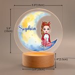 Veilleuse LED personnalisée avec nom et socle en bois Décoration de chambre Anniversaire Cadeau de pendaison de crémaillère pour la famille