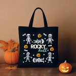 Personalized Dancing Mummy Pumpkin Canvas Canvas Bag with Name and Surname Reusable Accessories Halloween Gift for Kids Family Friends