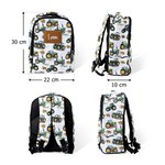 Gepersonaliseerde Groene Trekker Ontwerp PU Leren Label Kinderreisrugzak met Etui en Naam Terug Naar School Verjaardagscadeau voor Jongens Meisjes