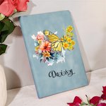 Personalised Birth Flower Butterfly Sheep Leather Notebook with 200 Lined Pages and Name Birthday Anniversary Gift for  Office Workers Friends