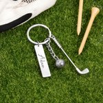 Gepersonaliseerde Golfbal Clubs Sleutelhanger Taslabel met Gegraveerde Naam Verjaardag Jubileum of Clubcadeau voor Golfliefhebbers