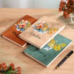 Personalised Birth Flower Butterfly Sheep Leather Notebook with 200 Lined Pages and Name Birthday Anniversary Gift for  Office Workers Friends