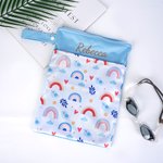 Personalized Cute Cartoon Animal Waterproof Zip Pouch Storage Bag with Embroidered Name Beach Party Birthday Gift for Kids