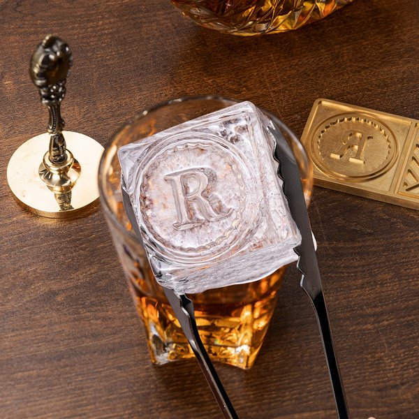 Plateau à glaçons pour whisky avec tampon et pince Accessoire de bar Cadeau d'anniversaire pour barman Homme