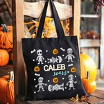 Personalized Dancing Mummy Pumpkin Canvas Canvas Bag with Name and Surname Reusable Accessories Halloween Gift for Kids Family Friends