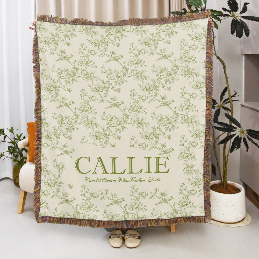Couverture douce à motifs floraux rétro personnalisée avec nom et titre Décoration d'intérieur Noël Anniversaire Cadeau pour femme Famille