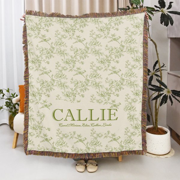 Personalized Retro Floral Design Soft Throw Blanket with Name and Title Home Decor Christmas Birthday Gift for Women Family