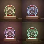 Personalized Till Death Do Us Part Skeleton Hands Acrylic LED Night Light with Wooden Base and Initials Halloween Anniversary Gift for Couples