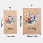 Personalised Birth Flower Butterfly Sheep Leather Notebook with 200 Lined Pages and Name Birthday Anniversary Gift for  Office Workers Friends