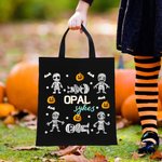 Personalized Dancing Mummy Pumpkin Canvas Canvas Bag with Name and Surname Reusable Accessories Halloween Gift for Kids Family Friends
