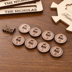 Personalized Wooden Mexican Train Domino Hub and Holder Set with Engraved Text Family Game Night Birthday Gift for Family Friend