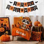 Couverture Douce Personnalisée avec Motif Fantôme Squelette Citrouille et Nom Décoration Maison Cadeau Fête d’Halloween pour Amis Famille Enfant
