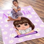 Personalized Daisy Cute Cartoon Character Soft Throw Blanket with Name Birthday Christmas Gift for Boys Girls