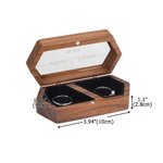 Personalized Flower Long Hexagon Wooden Ring Box with Name and Double Slots Wedding Engagement Proposal Keepsake Gift for Newlyweds