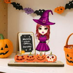 Personalized Chalkboard Witch Hat Pumpkin Witch Ornament with 1-8 Names and Title Home Decor Halloween Gift for Mom Grandma