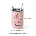 Personalisierte Cartoon Pyjama Mädchen Name 10 oz Lowball isoliert Becher mit Flip-Deckel und Stroh Jahrestag Geburtstag Geschenk für Frauen