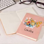 Personalised Birth Flower Butterfly Sheep Leather Notebook with 200 Lined Pages and Name Birthday Anniversary Gift for  Office Workers Friends