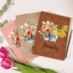 Personalised Birth Flower Butterfly Sheep Leather Notebook with 200 Lined Pages and Name Birthday Anniversary Gift for  Office Workers Friends