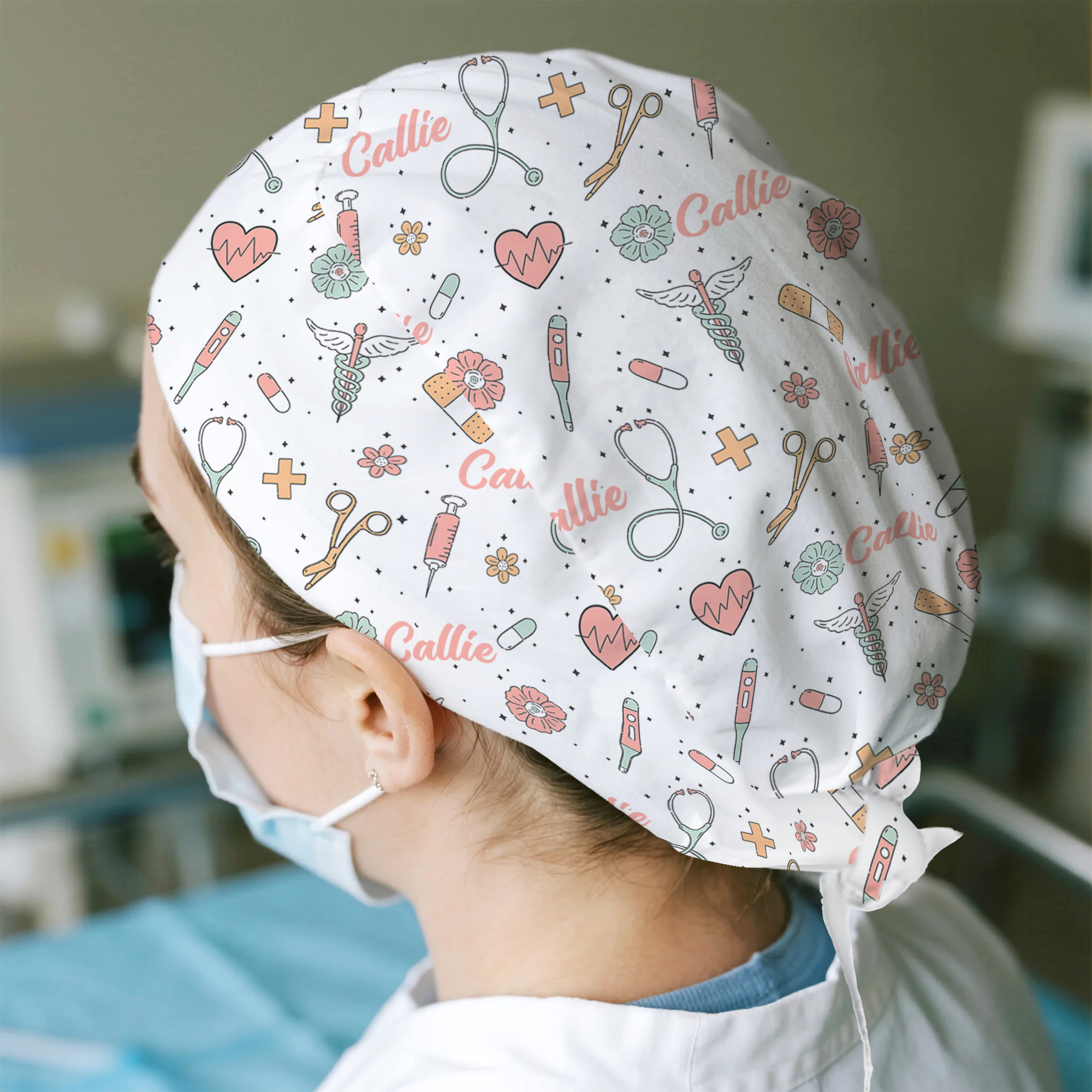 Casquette personnalisée avec nom et fleur en forme de coeur Cadeau d'anniversaire pour infirmière Médecin Vétérinaire