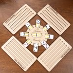 Personalized Wooden Mexican Train Domino Hub and Holder Set with Engraved Text Family Game Night Birthday Gift for Family Friend