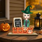 Personalized Chalkboard Witch Hat Pumpkin Witch Ornament with 1-8 Names and Title Home Decor Halloween Gift for Mom Grandma