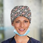 Personalised Multicolour Cute Flower Heart Tieback Scrub Cap with Name Appreciation Birthday Gift for Nurse Doctor Veterinarian