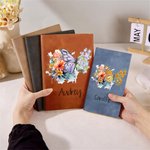 Personalised Birth Flower Butterfly Sheep Leather Notebook with 200 Lined Pages and Name Birthday Anniversary Gift for  Office Workers Friends