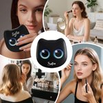 Personligt 6 delars sminkborstset med förvaringsbox och spegel söt storögd katt med namn perfekt present till kvinnor bröllop svensexa resa födelsedag