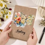 Personalised Birth Flower Butterfly Sheep Leather Notebook with 200 Lined Pages and Name Birthday Anniversary Gift for  Office Workers Friends