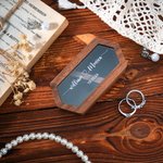 Personalized Flower Long Hexagon Wooden Ring Box with Name and Double Slots Wedding Engagement Proposal Keepsake Gift for Newlyweds