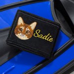 Personalisierte Multicolor gestickten Gesicht Foto Taucher BCD Identifikation Tag mit Namen Geburtstag Jahrestag Geschenk für Tauchen Liebhaber