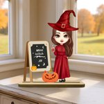 Personalized Chalkboard Witch Hat Pumpkin Witch Ornament with 1-8 Names and Title Home Decor Halloween Gift for Mom Grandma