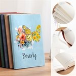 Personalised Birth Flower Butterfly Sheep Leather Notebook with 200 Lined Pages and Name Birthday Anniversary Gift for  Office Workers Friends