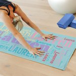 Personalized Name Word Cloud Super Absorbent Yoga Towel Sports Accessories Holiday Party Birthday Gift for Yoga Lovers Women