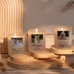 Tarro de vela personalizado con foto de mascota, nombre, vela LED y tapa de madera Regalo conmemorativo por la pérdida de una mascota