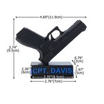 Personalized 3D Printed Pistol Card Holder Plaque with Name Office Desk Decor Appreciation Birthday Gift for Police Veterans Gun Lovers