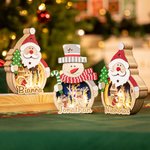 Henkilökohtainen Santa Claus Snowman LED-valo puinen koriste nimellä Home Decor joululahja perheelle Ystäville