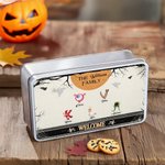 Personalized 1-8 Monster Initials Biscuit Tin Storage Box with Names Birthday Halloween Gift for Kids Family