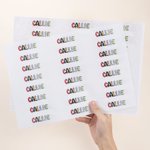 Etiquettes imperméables personnalisées Doodle Letter avec nom Fournitures scolaires Décoration Retour à l'école Cadeau pour garçons Filles