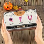 Personalized 1-8 Monster Initials Biscuit Tin Storage Box with Names Birthday Halloween Gift for Kids Family