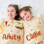 Personalised Funny Tortilla Soft Round Throw Blanket with Name and Text Home Decor Birthday Christmas Gift for Best Friend Taco Lover