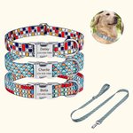 Personalised Mosaic Print Pet Collar with Name and Number Pet Party Birthday Gift for Pet Lovers Owner