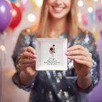 Personalised Birth Flower Square Ceramic Trinket Jewellery Dish with Text Name and Date Wedding Bridal Shower Birthday Gift for Women Family