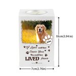 Personlig ljusstake i trä med tassavtryck och foto av husdjur med namn och text Husdjursförlust Minnesmärke Sympatigåva till husdjursägare