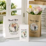Personalized Cartoon Bride and Groom Food-Grade Paper Treat Bags with Name Set of 10 Wedding Favor Decor for Couple Guest Newlywed